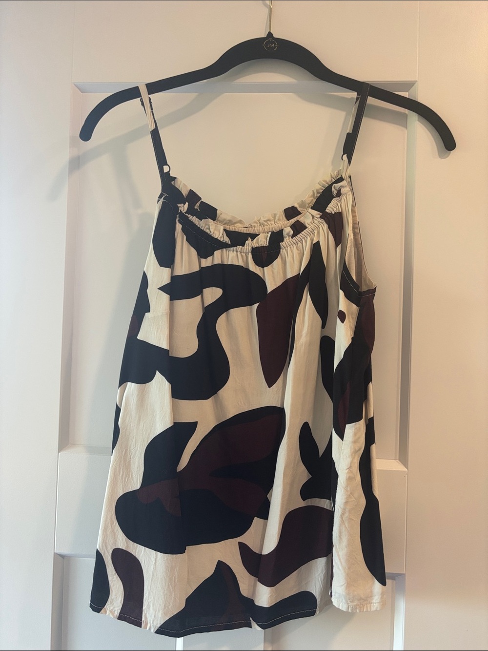 Sanctuary Cream Spaghetti Strap Top with Black and Brown Abstract Print